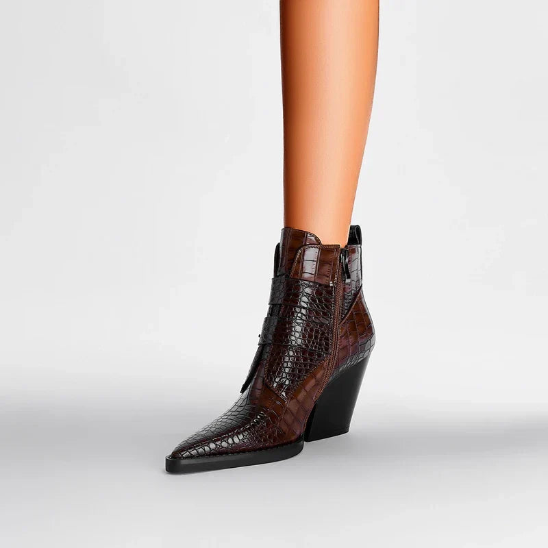 Vanessa | Pointed Toe Ankle Boots with Buckle Detail