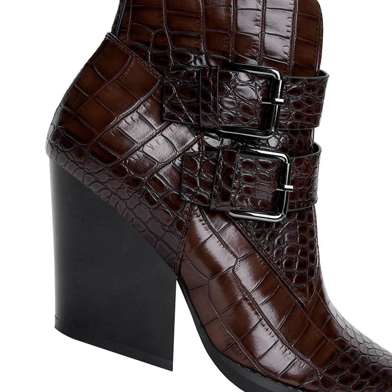 Vanessa | Pointed Toe Ankle Boots with Buckle Detail