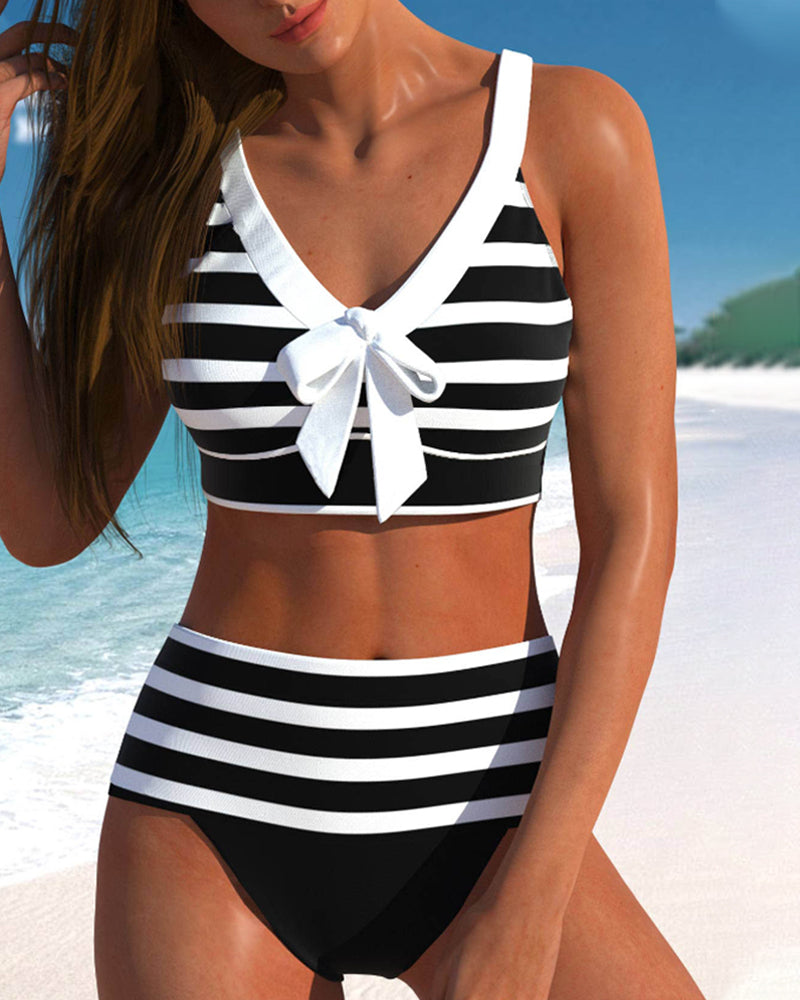 Vanna | High Waisted Bikini Set with Bow Front Top