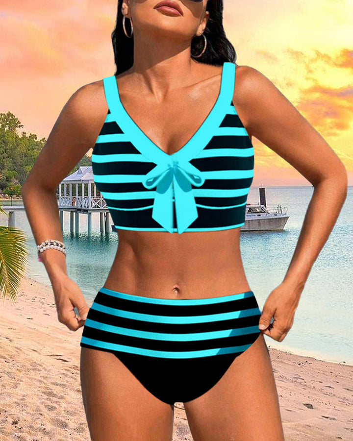 Vanna | High Waisted Bikini Set with Bow Front Top