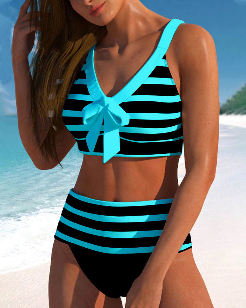 Vanna | High Waisted Bikini Set with Bow Front Top