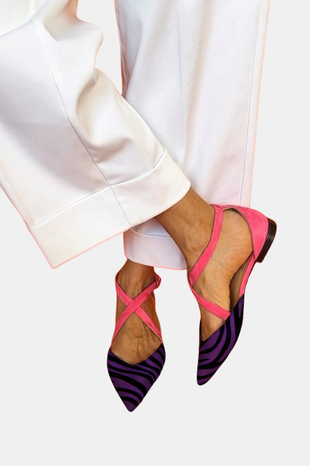 Vannessa | Pointed Toe Slingback Flats with Strap Detail