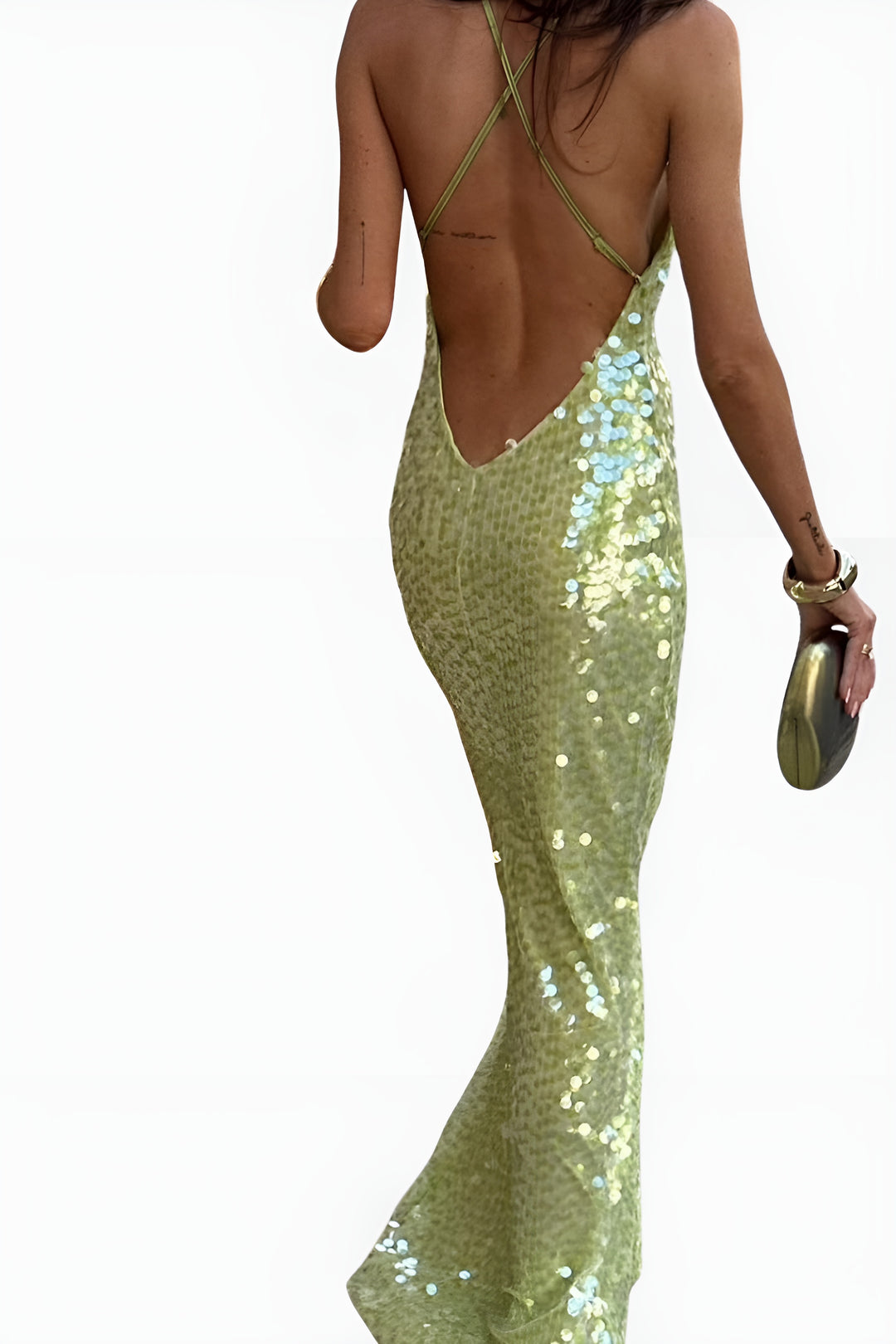 Varyndessa | Wedding Guest Sequin Maxi Dress with Plunge Neckline