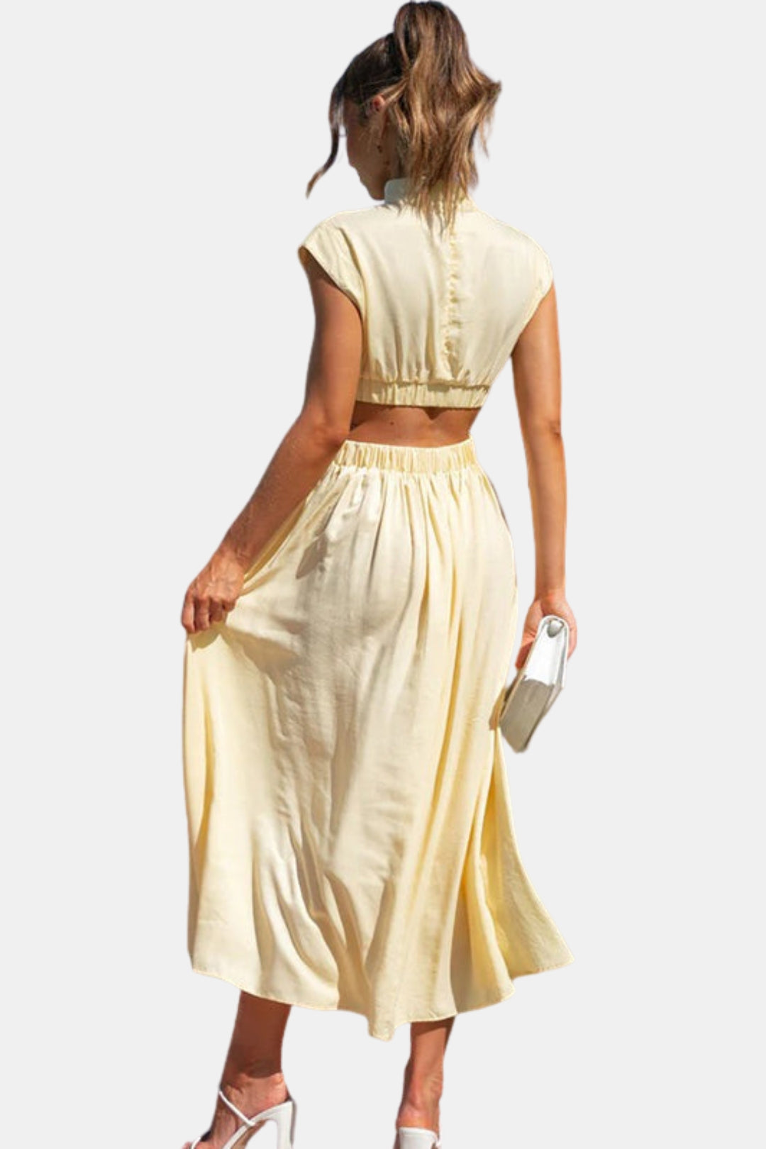 Varyzella | Chic Cutout Midi Dress with Mock Neck