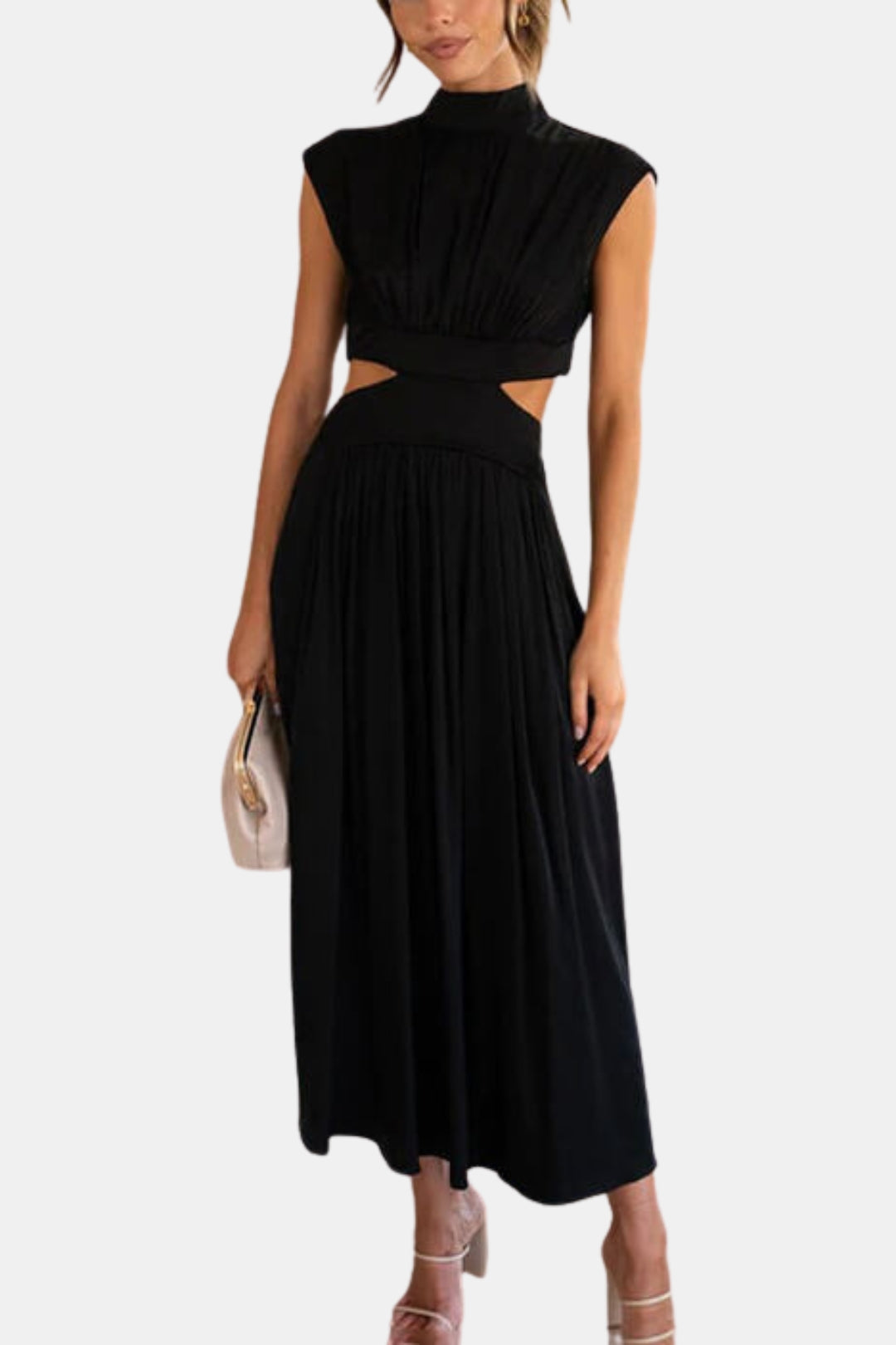 Varyzella | Chic Cutout Midi Dress with Mock Neck