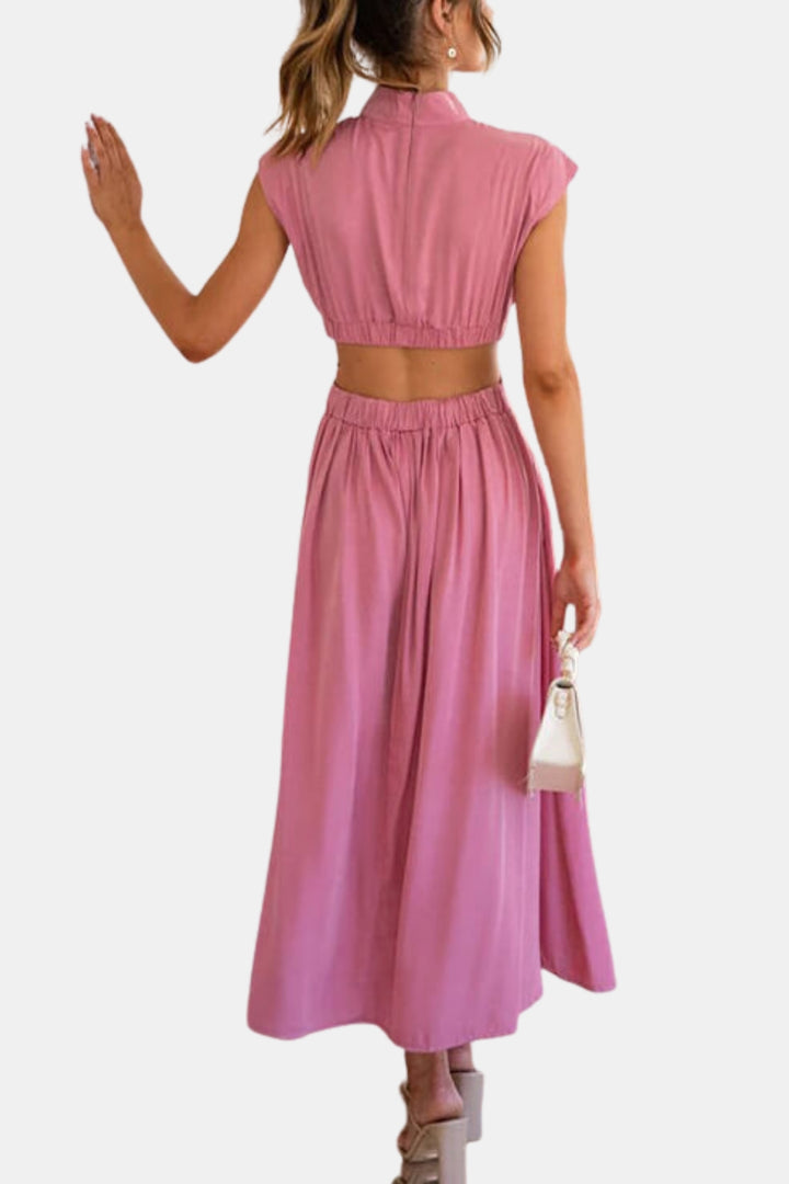 Varyzella | Chic Cutout Midi Dress with Mock Neck