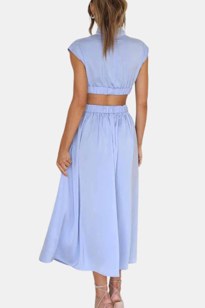 Varyzella | Chic Cutout Midi Dress with Mock Neck