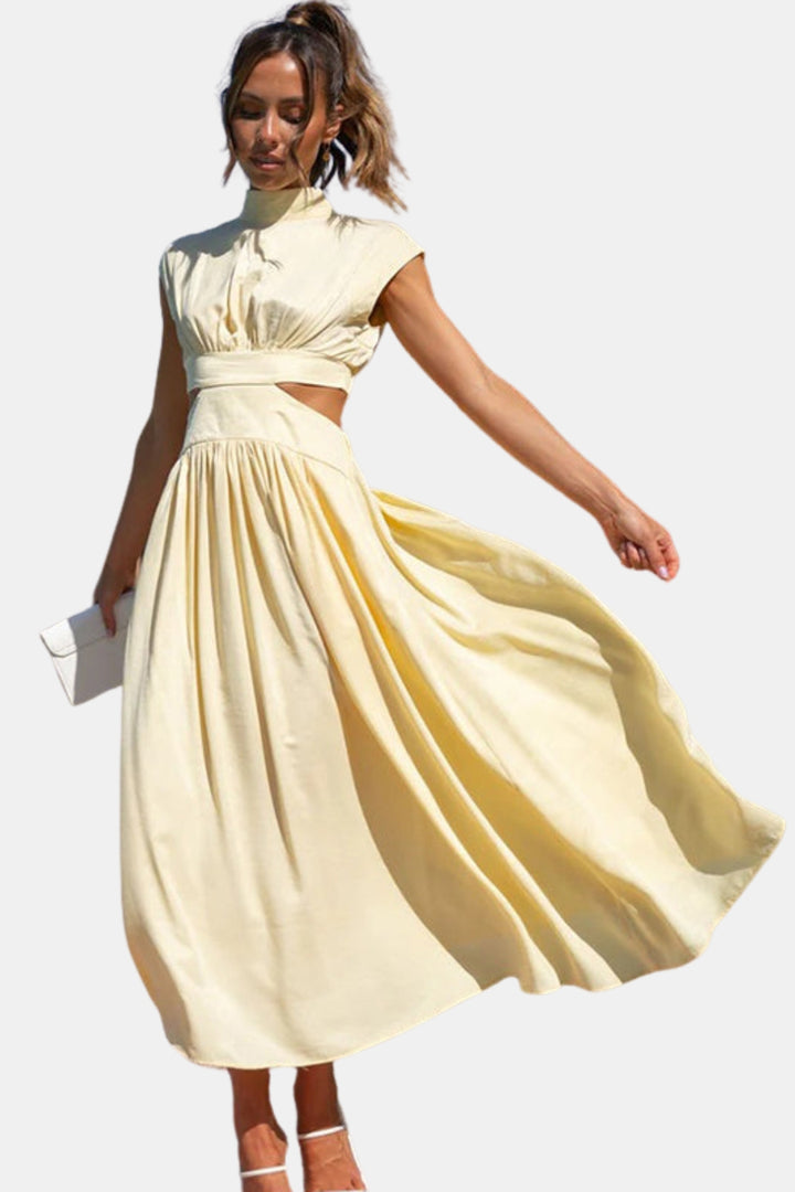 Varyzella | Chic Cutout Midi Dress with Mock Neck