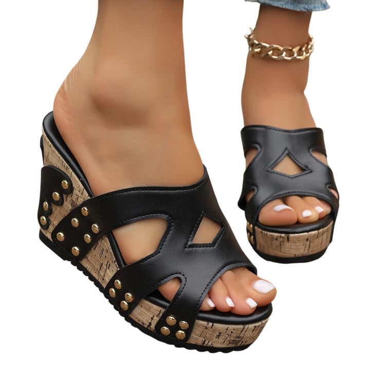 Vasilisa | Platform Wedge Sandals with Stud Detail