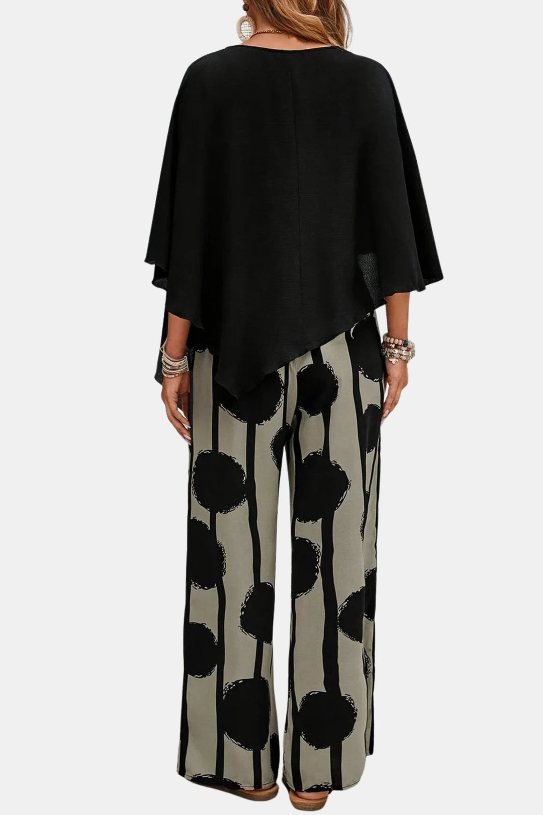Veda | Chic Two Piece Set with Batwing Top and Wide Leg Pants