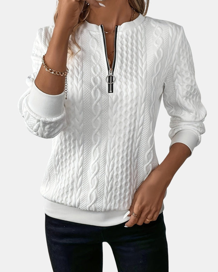 Velisse | Cable Knit Quarter Zip Sweater