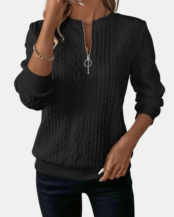 Velisse | Cable Knit Quarter Zip Sweater