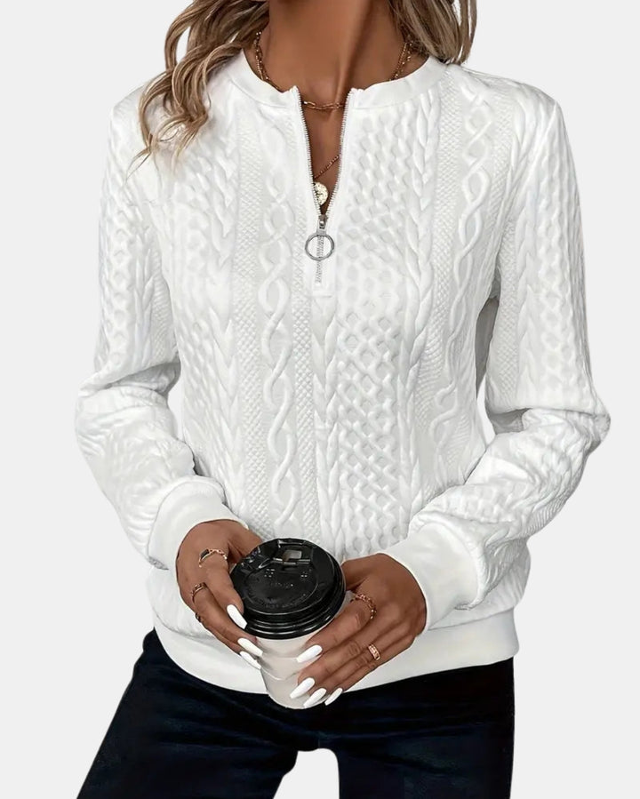 Velisse | Cable Knit Quarter Zip Sweater