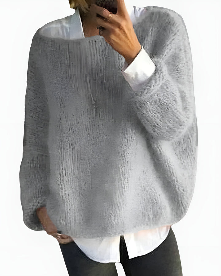 Velora | Relaxed Knit Sweater with Boat Neck