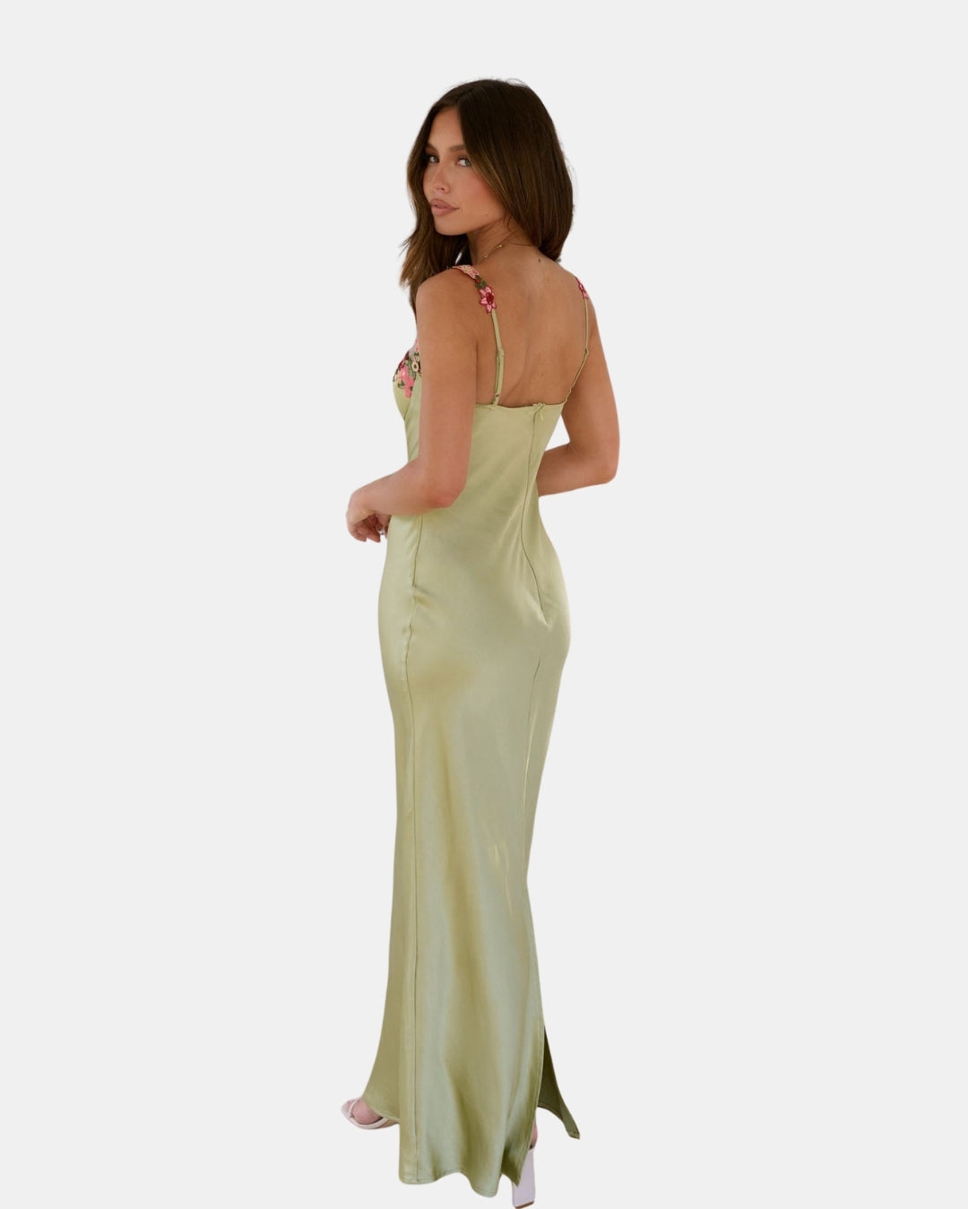 Velyzandra | Wedding Guest Floral Embroidered Slip Maxi Dress