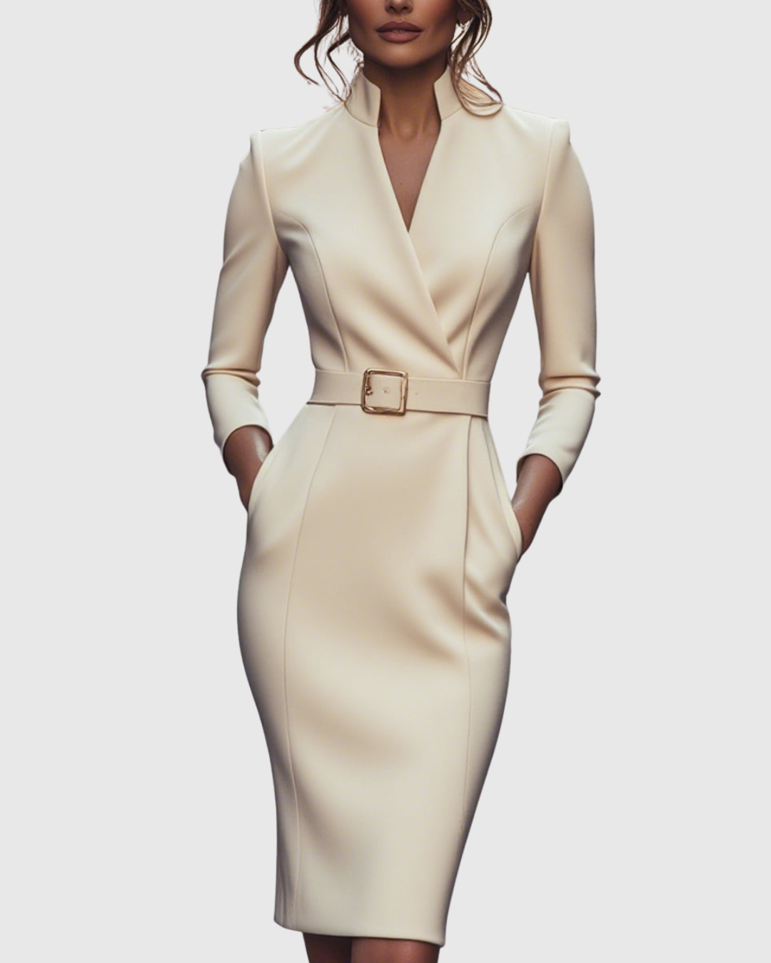 Victoria | Classic Belted Pencil Midi Dress