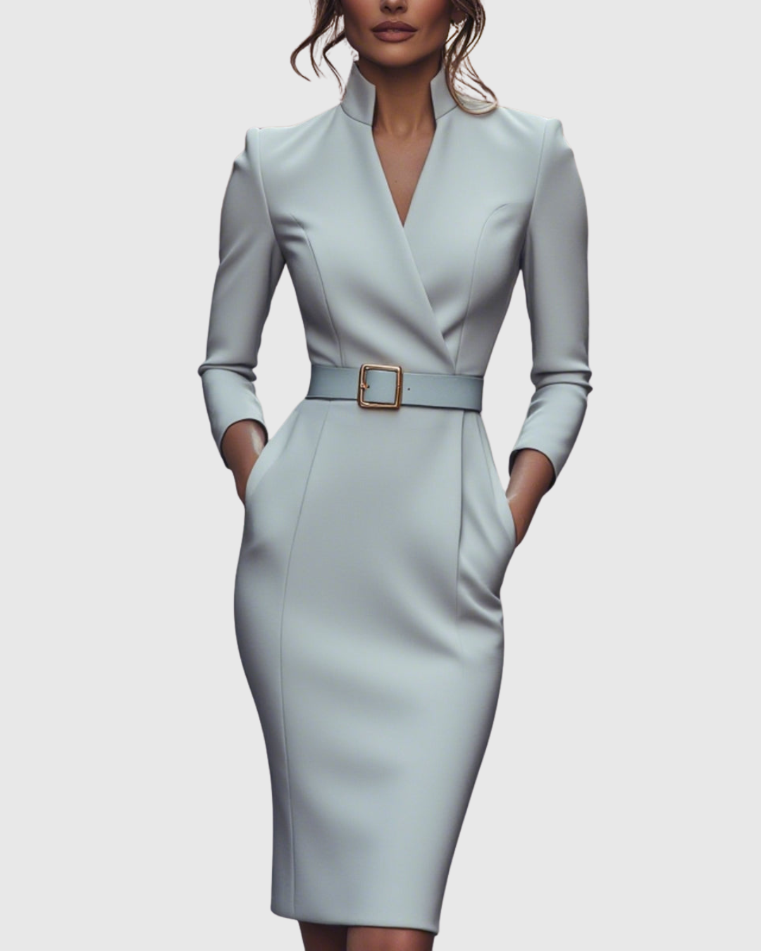 Victoria | Classic Belted Pencil Midi Dress