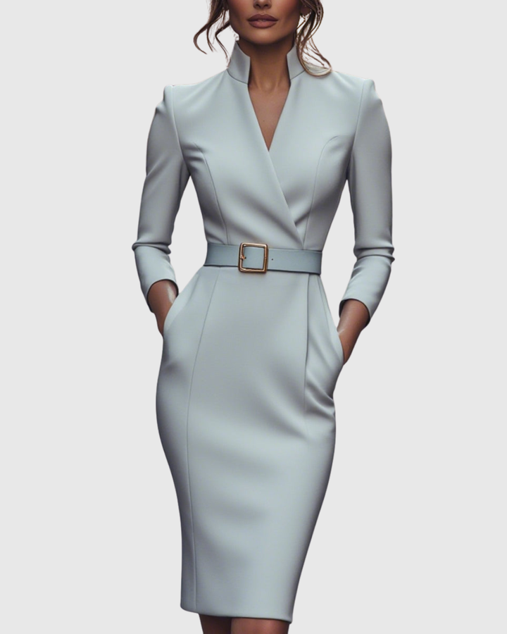 Victoria | Classic Belted Pencil Midi Dress