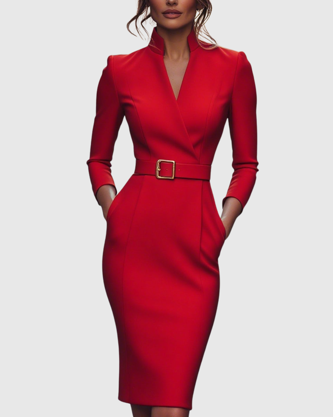 Victoria | Classic Belted Pencil Midi Dress