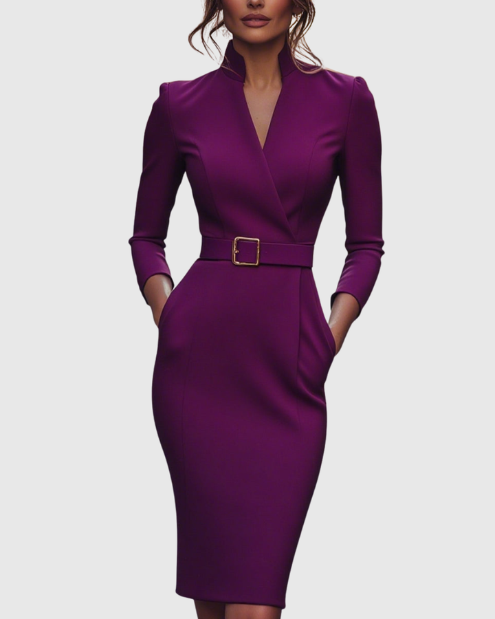 Victoria | Classic Belted Pencil Midi Dress