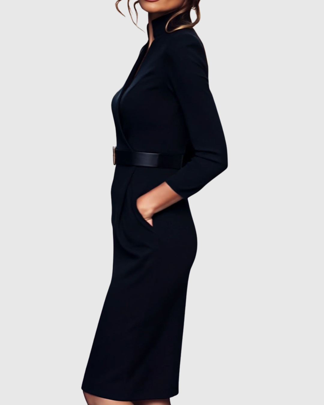 Victoria | Classic Belted Pencil Midi Dress
