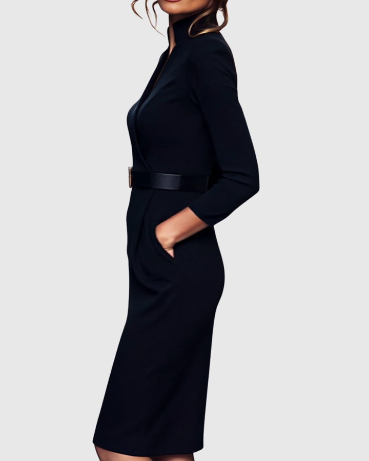 Victoria | Classic Belted Pencil Midi Dress