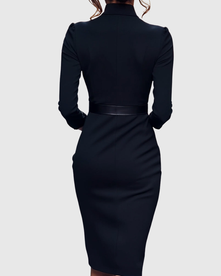 Victoria | Classic Belted Pencil Midi Dress