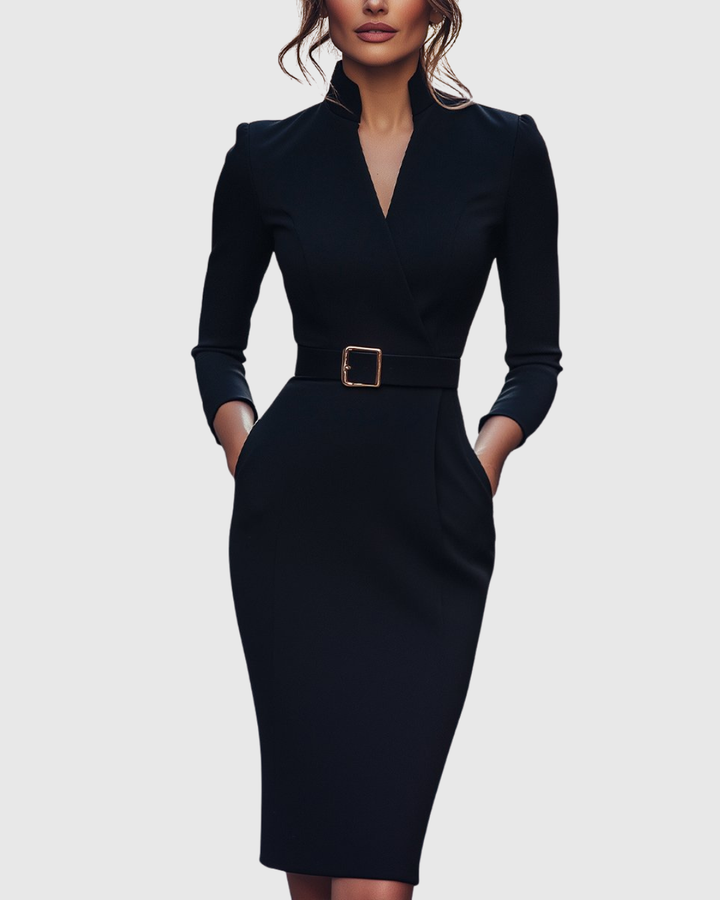 Victoria | Classic Belted Pencil Midi Dress