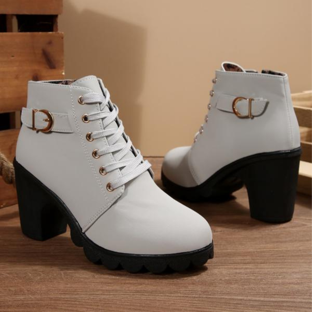 Violeta | Lace-Up Ankle Boots with Block Heel