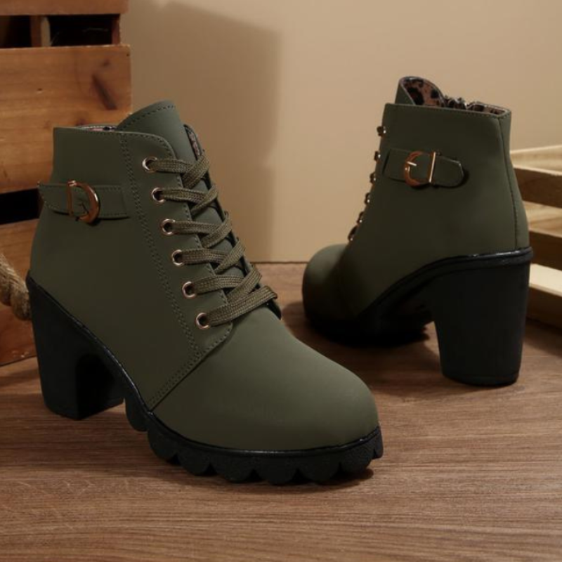 Violeta | Lace-Up Ankle Boots with Block Heel