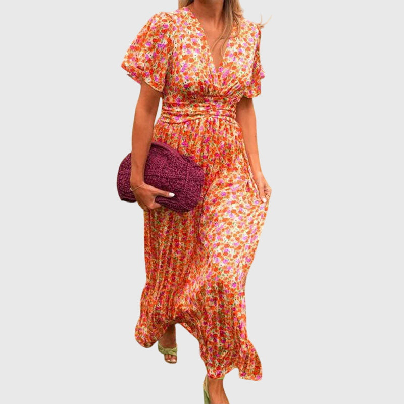 Virezza | Elegant Floral Maxi Dress with V-Neck