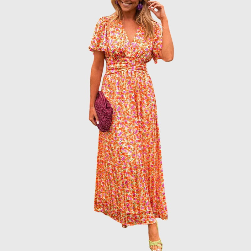Virezza | Elegant Floral Maxi Dress with V-Neck