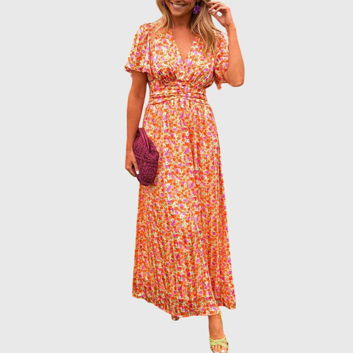 Virezza | Elegant Floral Maxi Dress with V-Neck