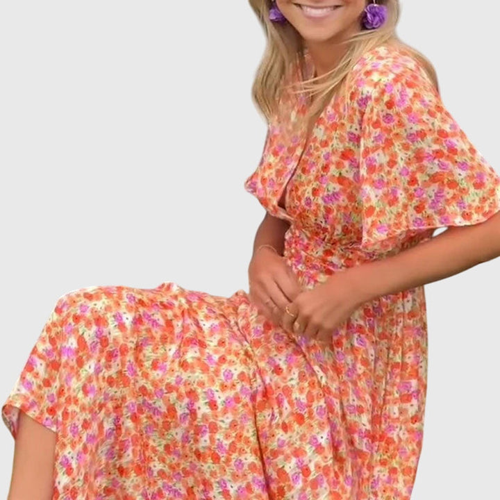 Virezza | Elegant Floral Maxi Dress with V-Neck