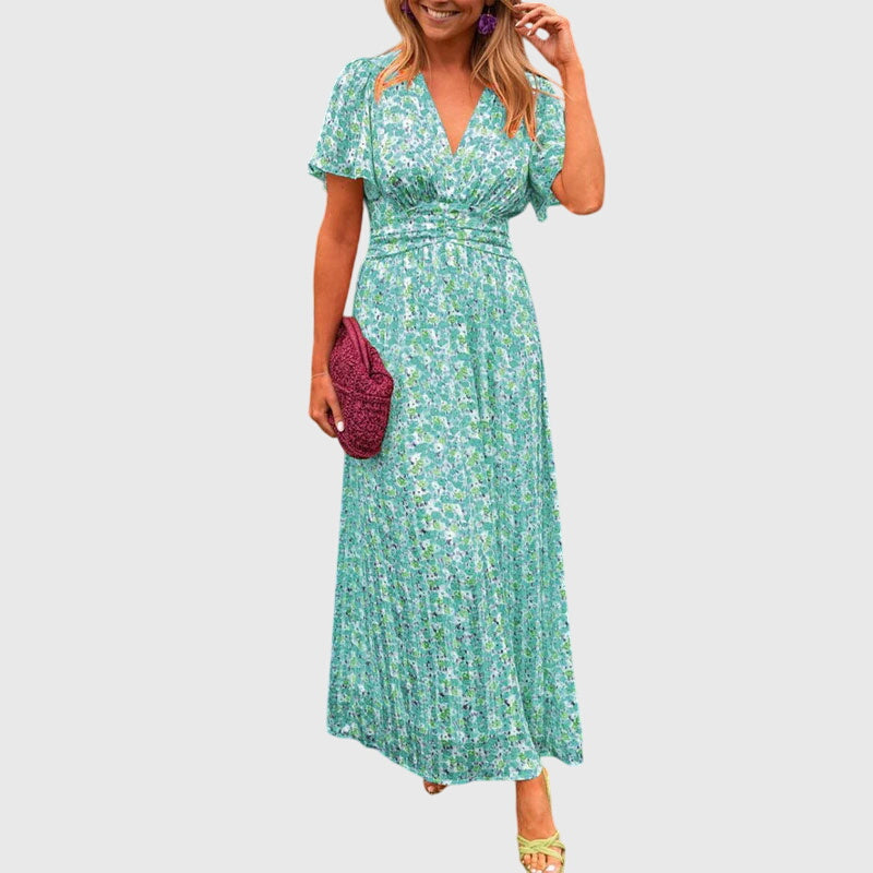 Virezza | Elegant Floral Maxi Dress with V-Neck