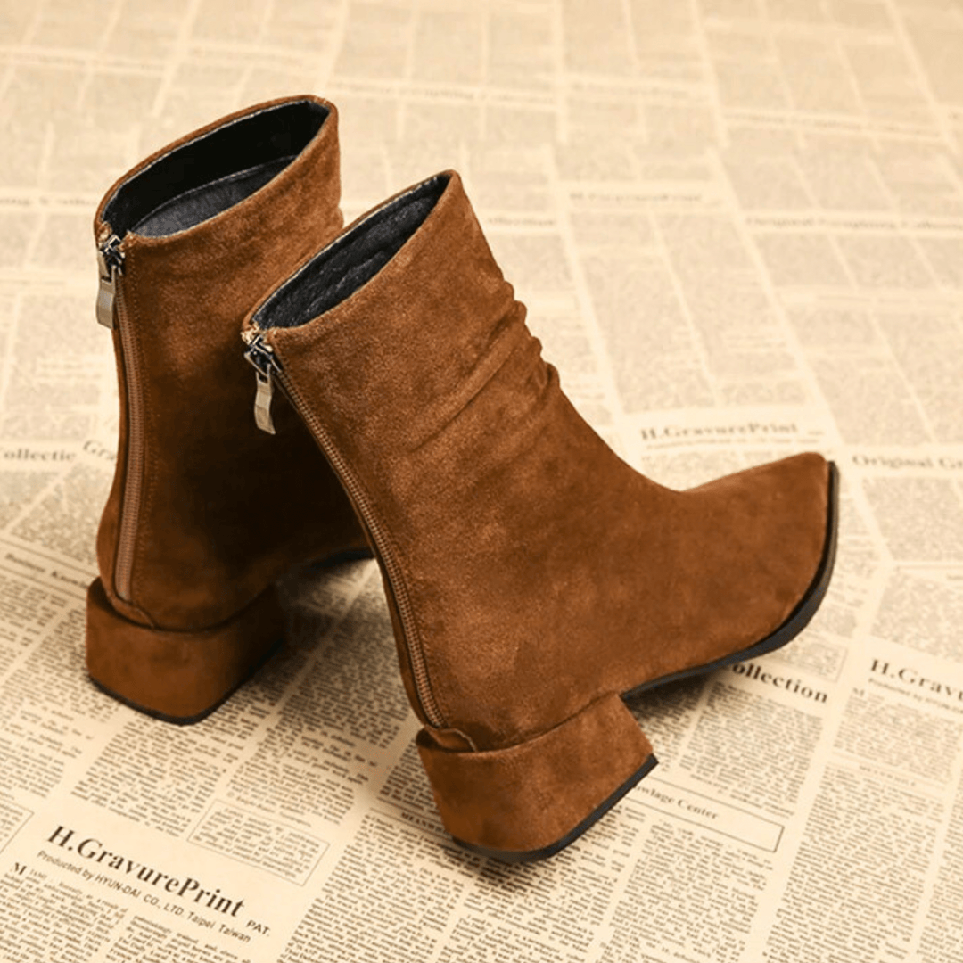 Vivian | Pointed Toe Ankle Boots with Block Heel