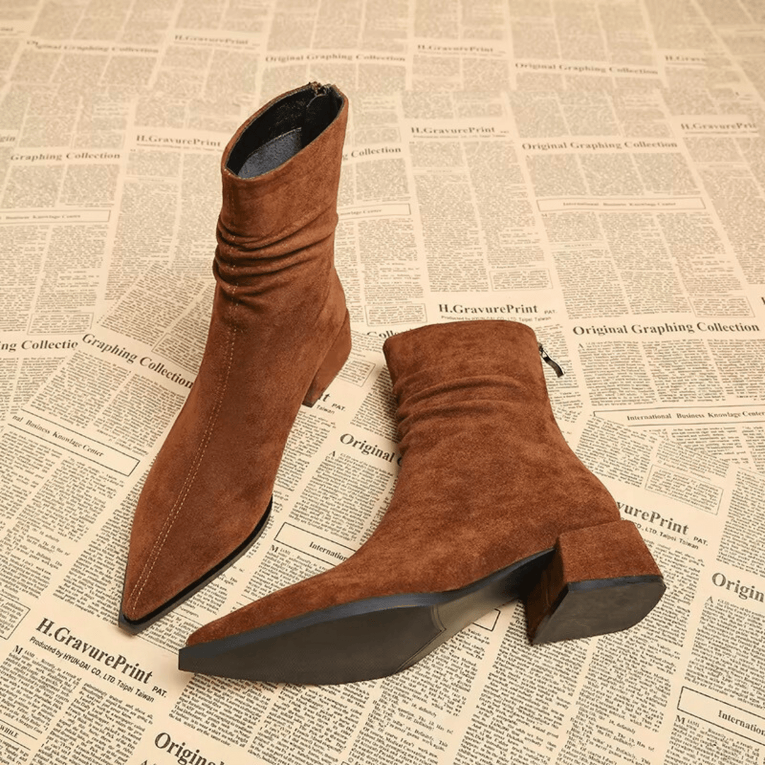 Vivian | Pointed Toe Ankle Boots with Block Heel