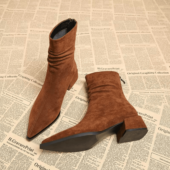 Vivian | Pointed Toe Ankle Boots with Block Heel