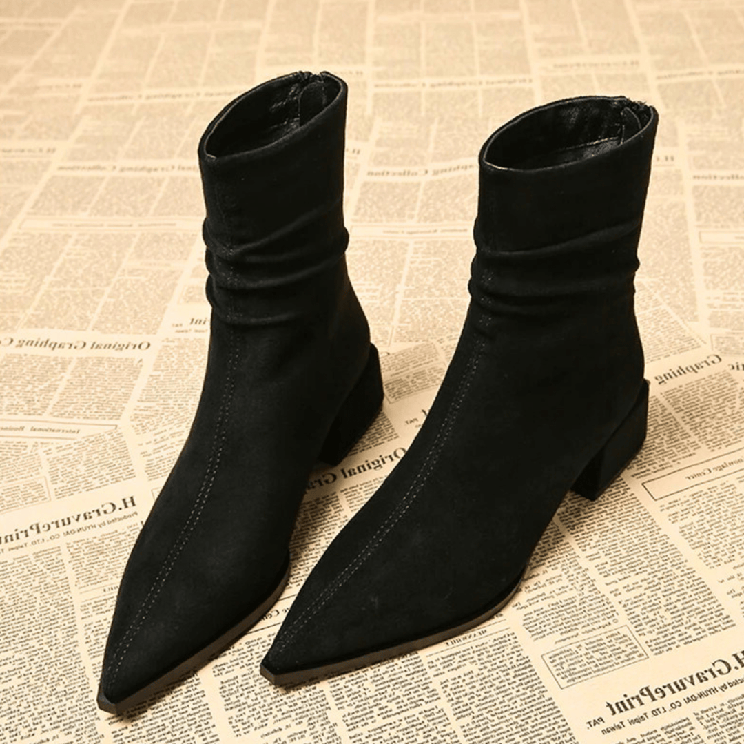 Vivian | Pointed Toe Ankle Boots with Block Heel