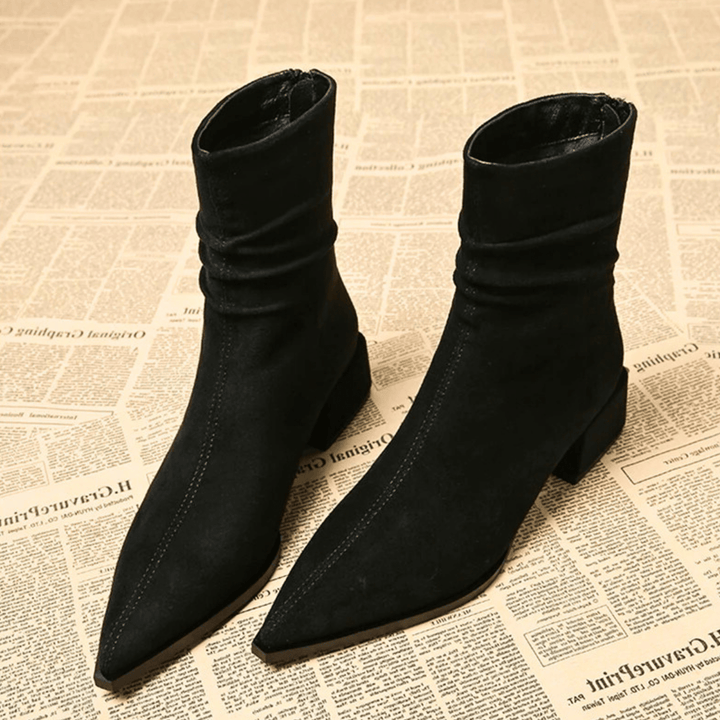 Vivian | Pointed Toe Ankle Boots with Block Heel