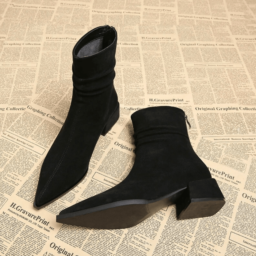 Vivian | Pointed Toe Ankle Boots with Block Heel