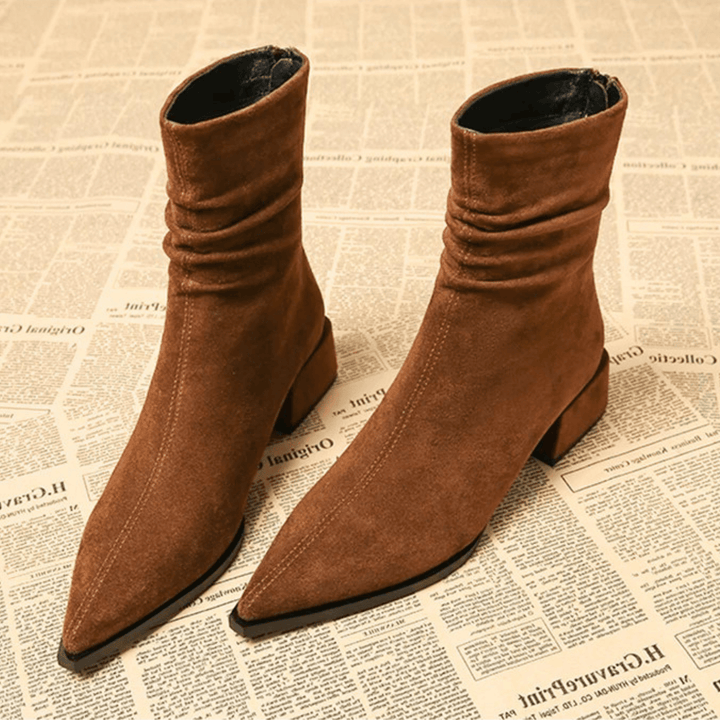 Vivian | Pointed Toe Ankle Boots with Block Heel