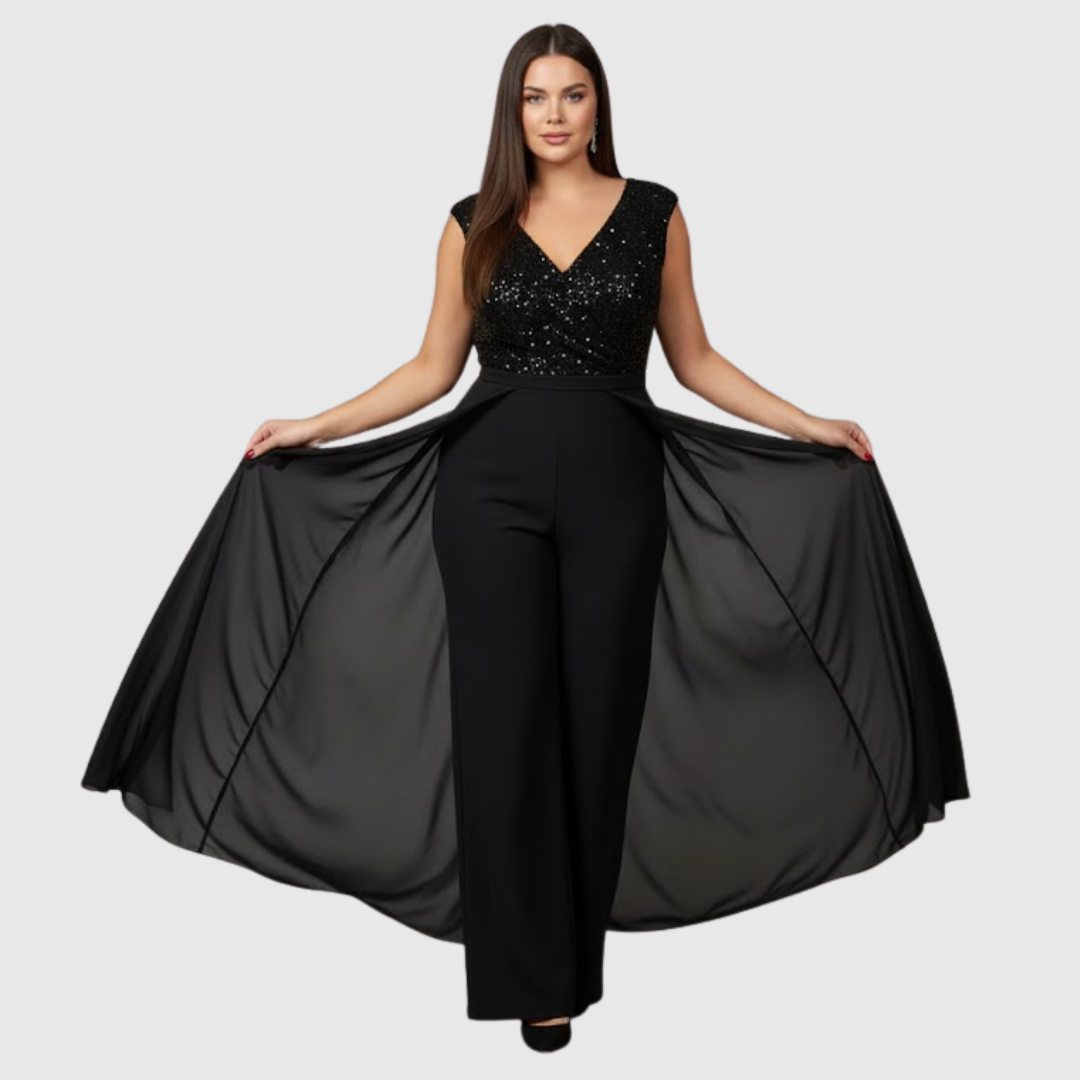 Vivienne | Elegant Wide Leg Jumpsuit With Overlay