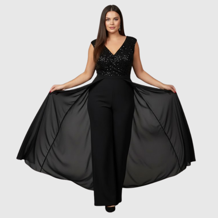 Vivienne | Elegant Wide Leg Jumpsuit With Overlay