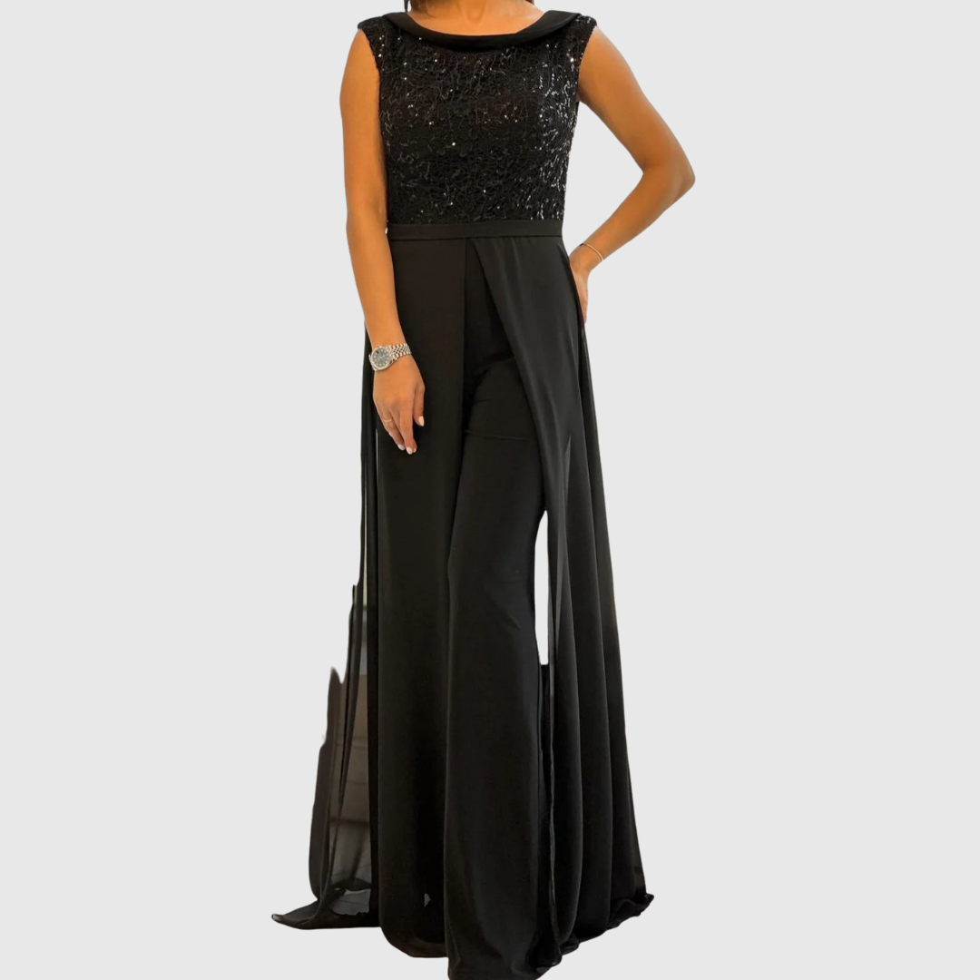 Vivienne | Elegant Wide Leg Jumpsuit With Overlay
