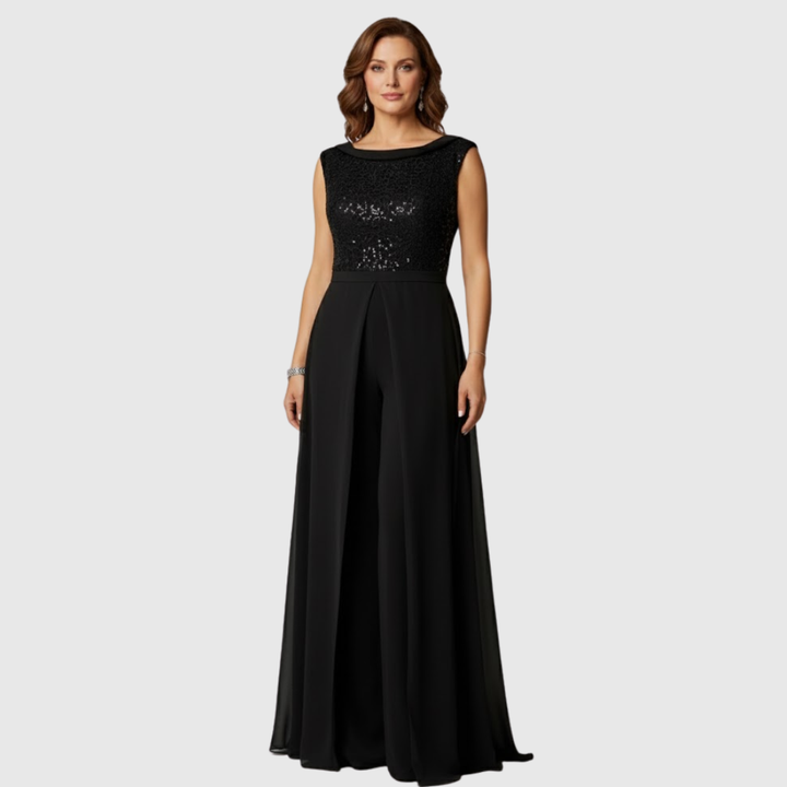 Vivienne | Elegant Wide Leg Jumpsuit With Overlay