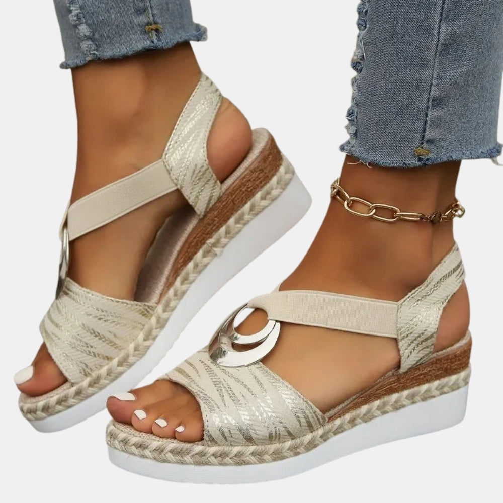 Voncile | Platform Wedge Sandals with Braided Trim