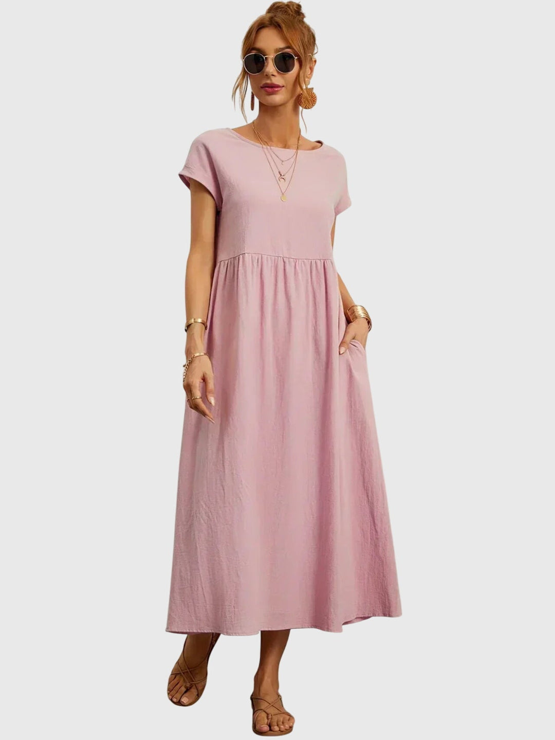 Vorynza | Relaxed Midi Dress with Pockets