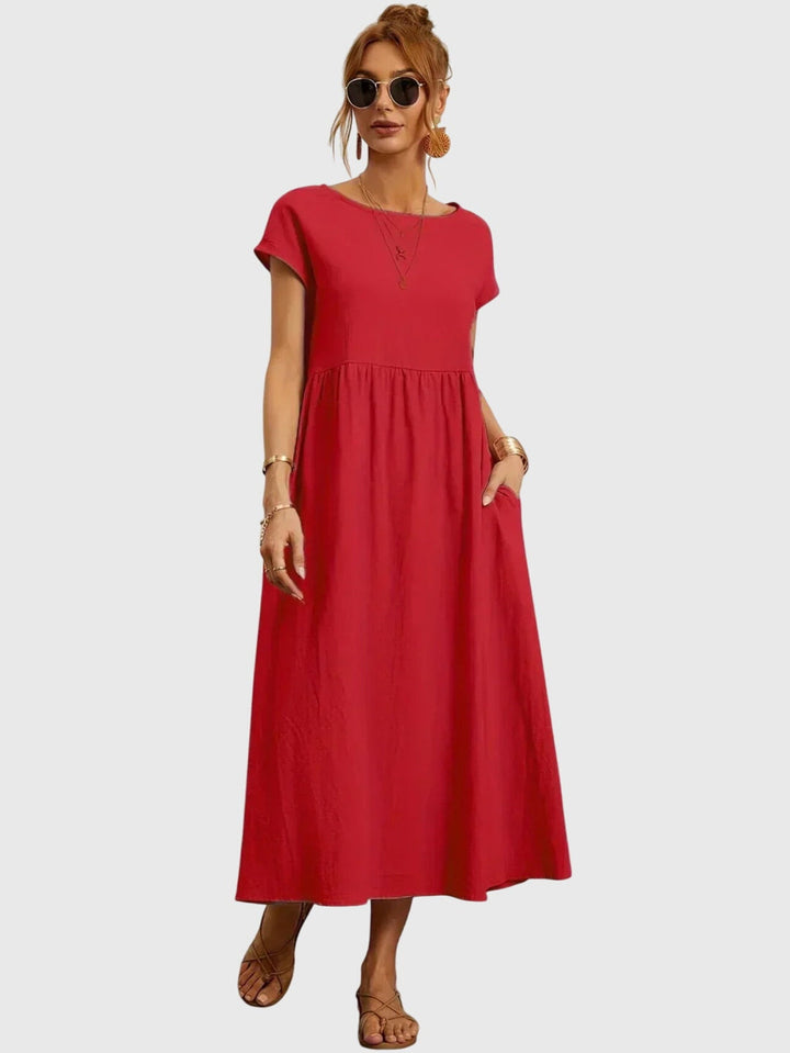 Vorynza | Relaxed Midi Dress with Pockets