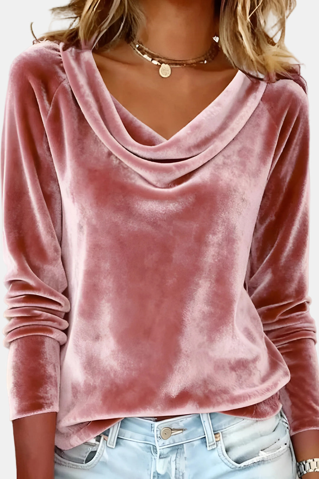 Warylossa | Elegant Cowl Neck Velvet Top